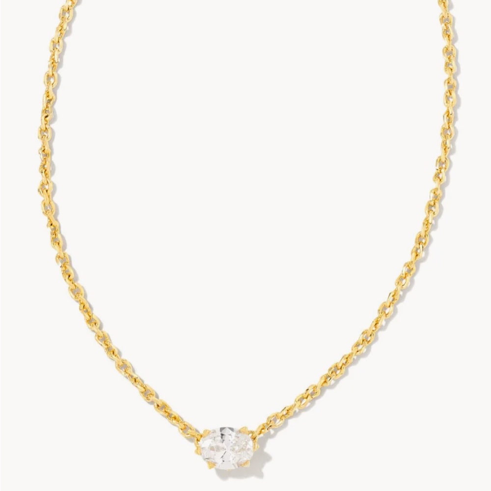 Cailin Gold Pendant Necklace in White Crystal